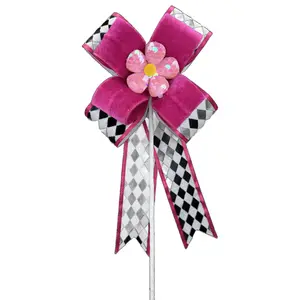 Harlequin Daisy Bow Pick H18xW6xD2 in Beauty Pink