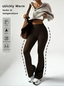 Women's Winter Fleece Lined Flare Pants, Tummy Control High Waist Tight Fit Leggings, Warm & Comfortable for Cold Weather