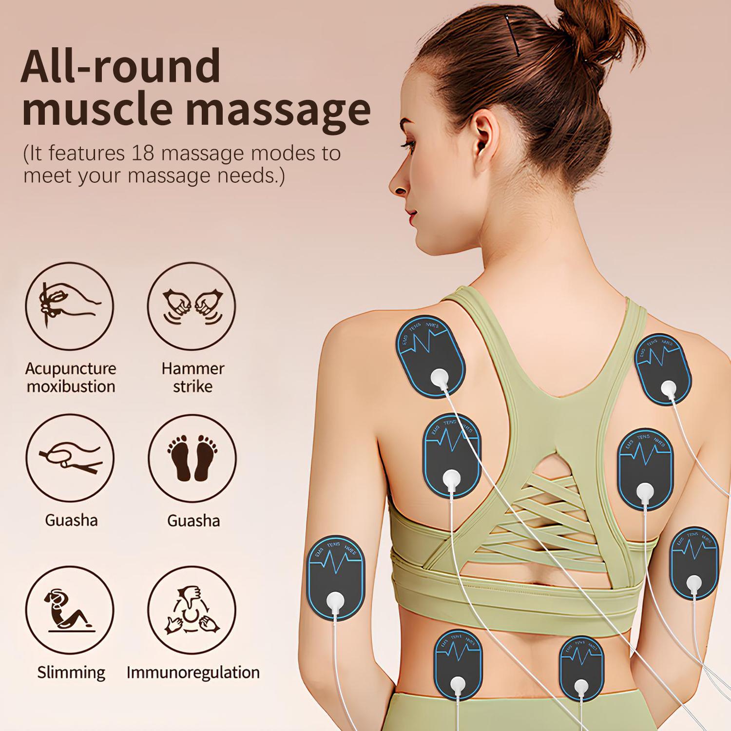 Rechargeable TENS Unit Muscle Stimulator with 30 Modes, Massage EMS Machine for Back Pain Relief, EMS Unit Massager with 8 TENS Electrode Pads