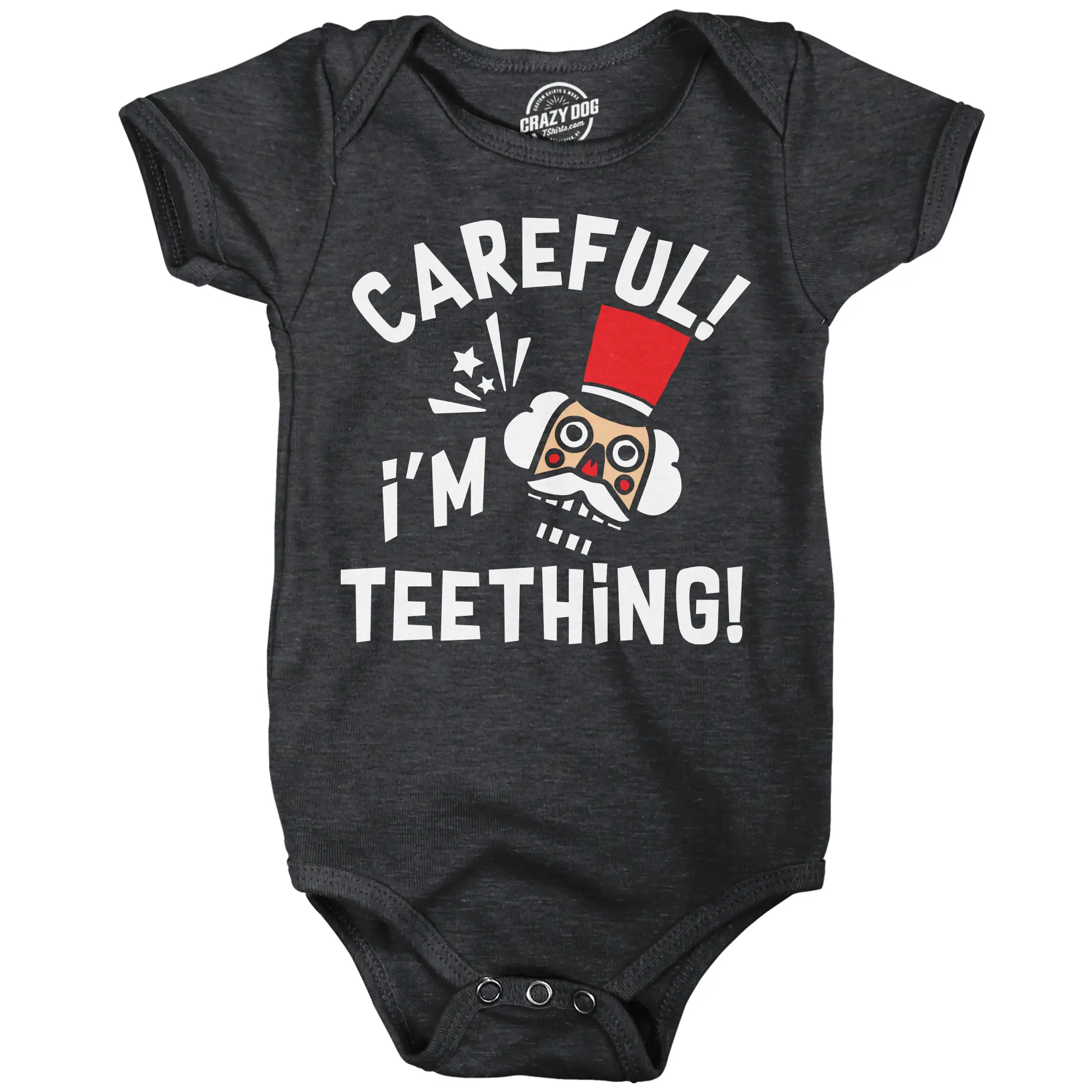 Careful Im Teething Baby Bodysuit Funny Sarcastic Christmas Graphic Novelty Jumper For Infants Funny Baby Onesies Christmas Clothes for Baby Novelty Onesie Black -