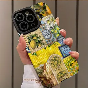 Lemon Pattern Phone Case, Decorative Phone Protector Cover, Phone Accessories Compatible with iPhone 16 15 14 13 12 11 Plus Pro Max Series, Casing