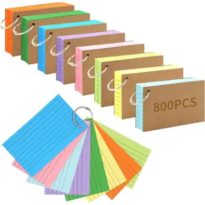 800 count Index Cards 3x5 Inches Colored Flash Cards with Ring, Punched Lined Flashcards Ruled Index Cards Notecards Study Cards Heavy Note Cards for Studying, Learning, School, College, Memory