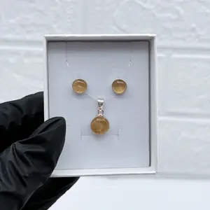 950 Silver Small Set of Citrine Quartz - Round Style