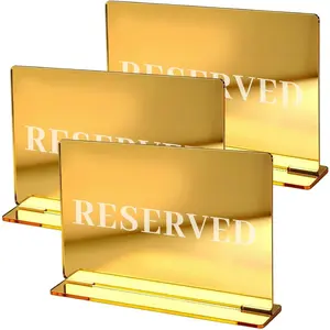 3 Pieces Gold Reserved Table Signs, Reserved Seating Signs for Wedding Restaurant Party Exclusive Seat Identification (S)