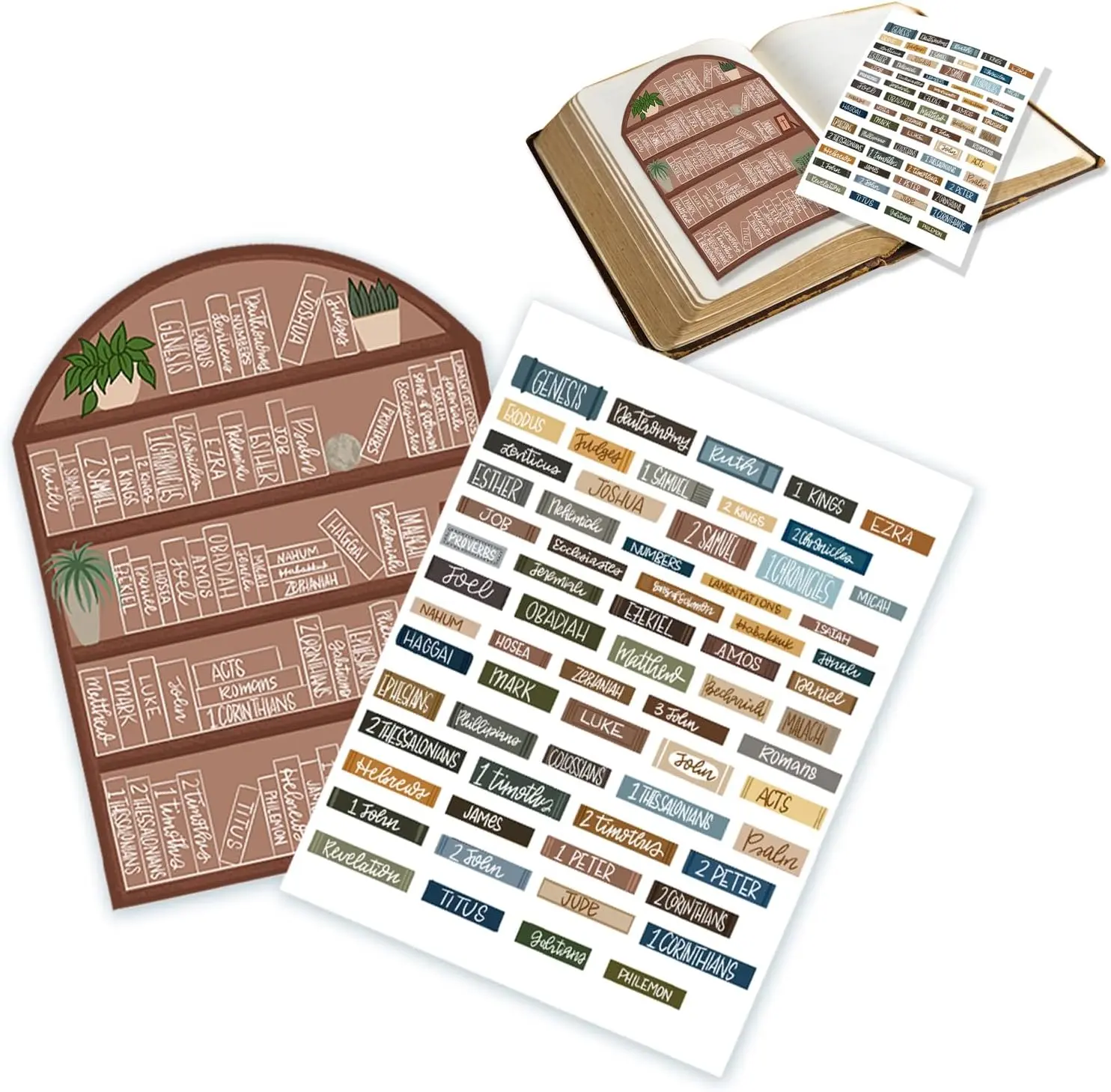 Bible Reading Tracker Bible Labels Bible Study Stickers Unique Gifts for Bible Readers Beginning the Journey of Deeper Reading in the Bible (Classic Bookshelf)