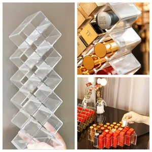 Lipstick Storage Organizer, Stackable Fish Shaped Lipstick Tower, Lip Gloss Display Stand, Clear Perfume & Eyeliner Organizer, Gift for Women, Desktop Organization, Vanity Storage, Neat and Tidy