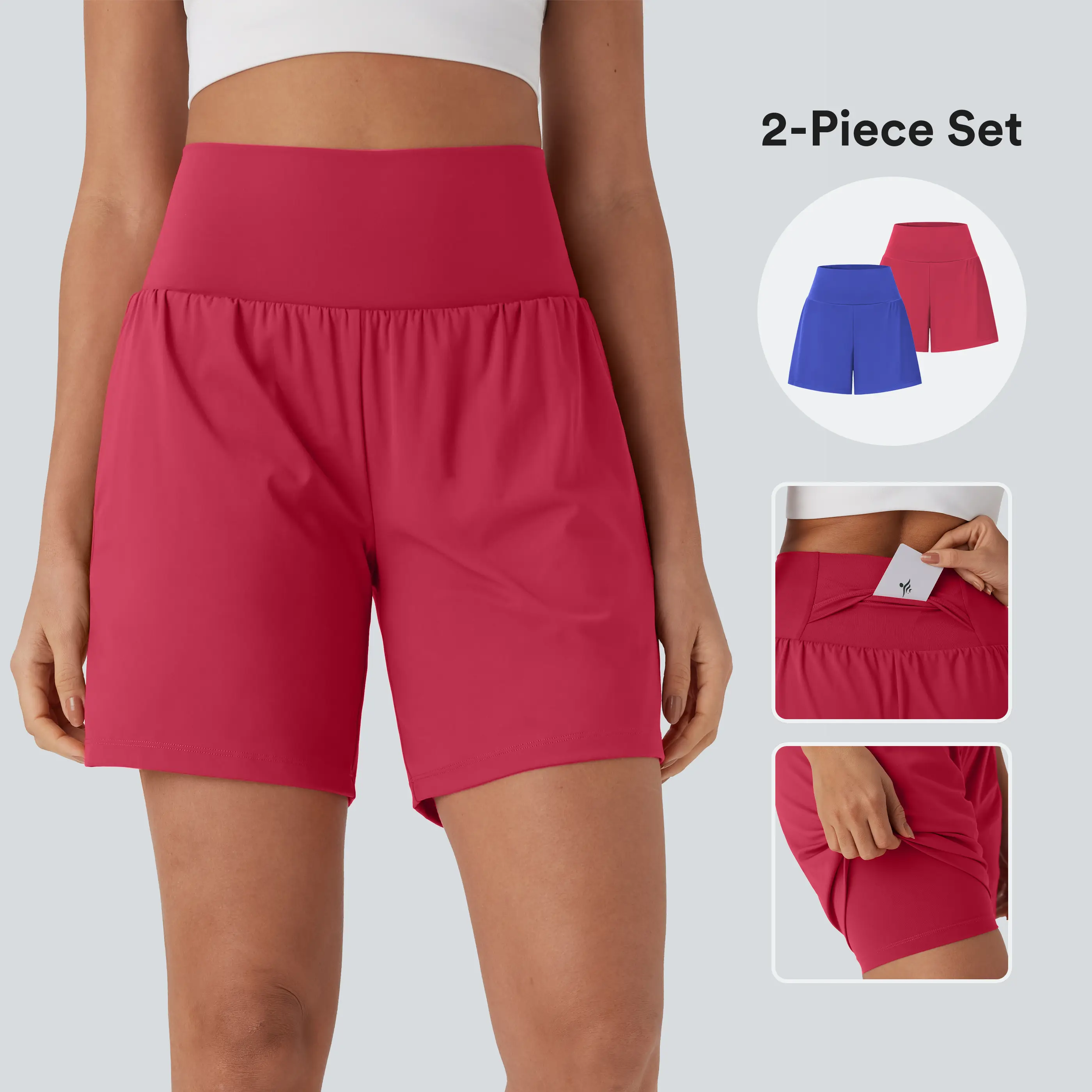 Halara 2-Piece Softlyzero Airy Super High Waisted 2-in-1 Cool Touch Yoga Shorts 7" with Pockets Set #NovaTopFinds #RushReady2025