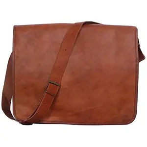Komals Passion Leather Vintage Mens 16 Inch Leather Laptop Messenger Pro Satchel Mens Bag