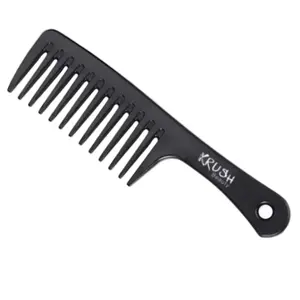 Krush Beauty Black Large Wide Tooth Comb Detangler with Black Handle and Detangling Features