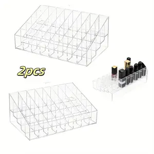2 Pack Lipstick Holder Set,40 Slot Acrylic Lipstick & Makeup Organizer,Clear Cosmetic Display Case for Lipstick,Brushes,Bottles,Home Storage,Christmas Party Gifts,Hand Tools Kits