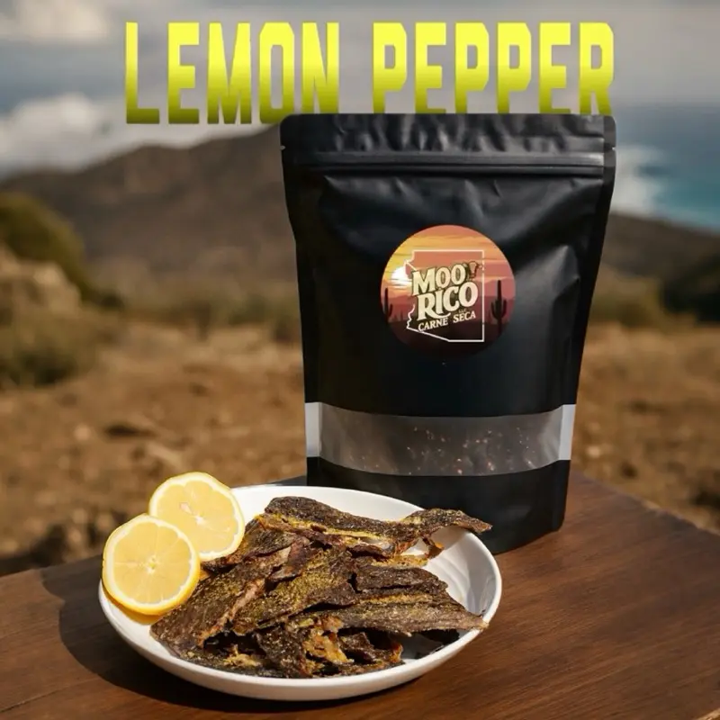 Lemon Pepper Carne Seca (Dehydrated Beef Jerky) Lemon Pepper Carne Seca (Dehydrated Beef Jerky)