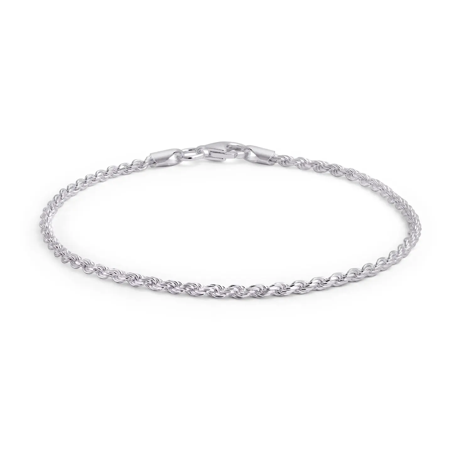 Timeless .925 Sterling Silver Diamond-Cut Twist Rope Chain Bracelet