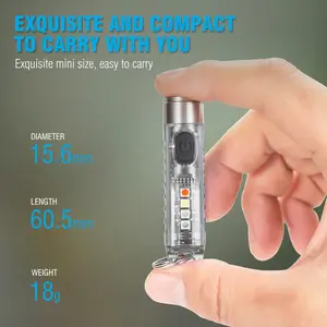 Small Powerful Mini Keychain LED Flashlight, Tactical Portable High Bright Pen Light, Sst20 LED USB Rechargeable, Ip65 Waterproof, Multi-Function Emergency Lighting, High Lumen Flashlight