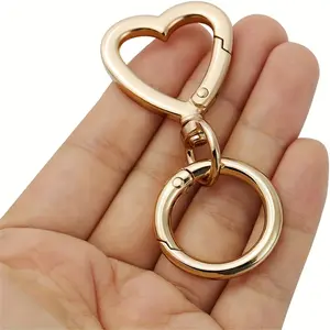 11pcs Heart-Shaped Metal Keychains - Heavy-Duty Open Design Rotating Buckle Closure, Elegant Metal Finish Suitable for DIY Key Rings, Wedding Favors, Valentine's Day Gifts - Compatible with Metal Ropes/Cables - Unisex 11pcs Set, Keychain Accessories, Dec