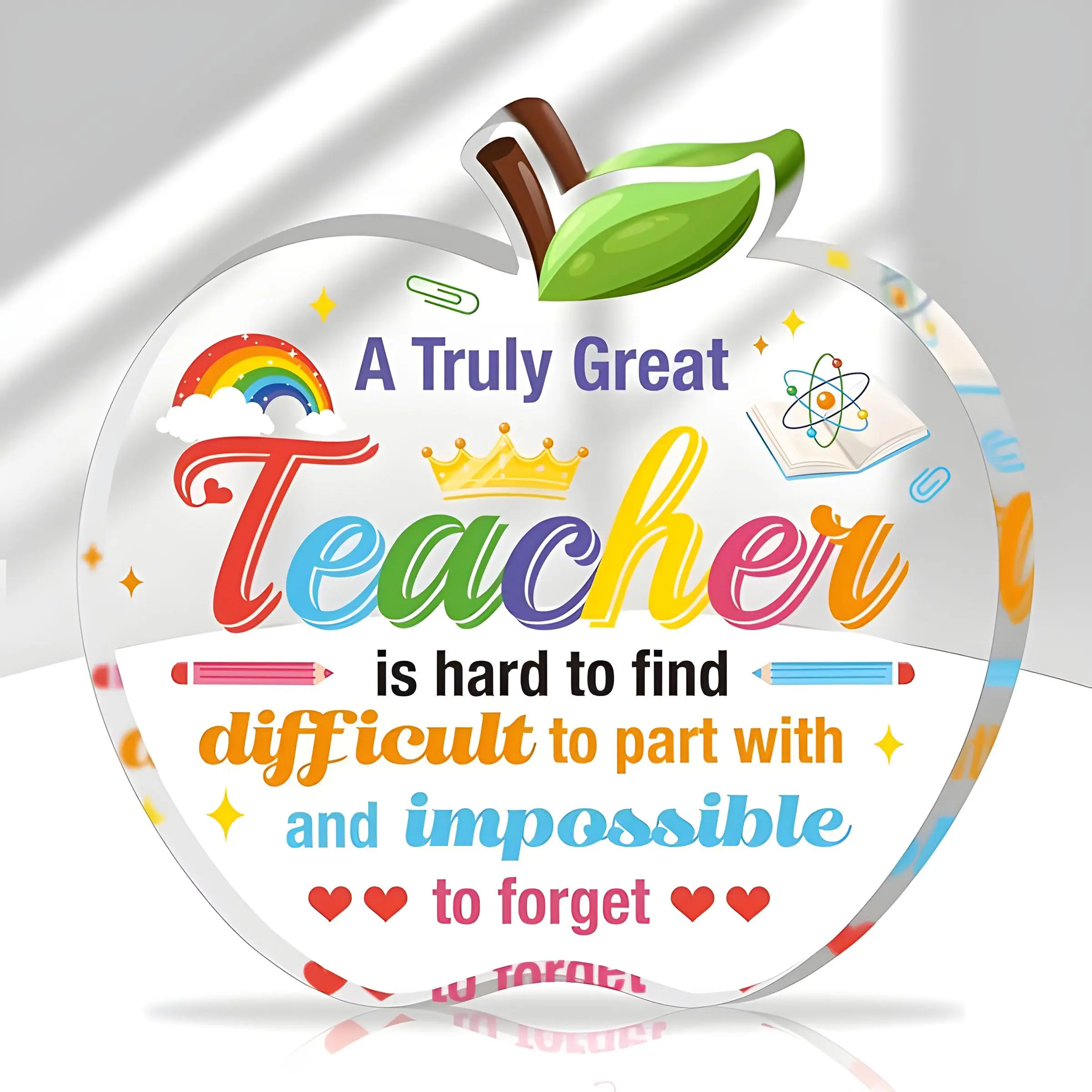 Teacher Appreciation Gift Plaque with Bag, Acrylic Memorial Sign, Best Teacher Desk Marker, Perfect Gift for Teachers, Unique Teacher Thank You Present, Acrylic Desktop Decoration, Decorative Plaque, Office Home Decor, Home Decor Gifts