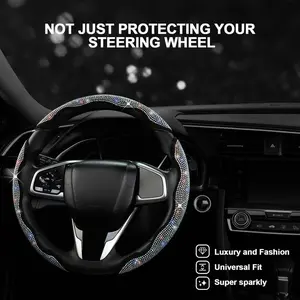 Luxury Rhinestone Steering Wheel Cover, Car Interior Accessory Available in Black, Red, Blue, Purple, Blush Pink, White Colors