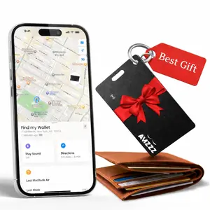 Apple MFi Certified AirTag Tracker Card, Ultra-Slim 0.07in Rechargeable Item Locator with Keychain Hole, Works with Apple Find My, Wallet & Bag Finder, Bluetooth Tracking Card for Keys, Luggage, Backpacks, Pets & More, Travel Essentials