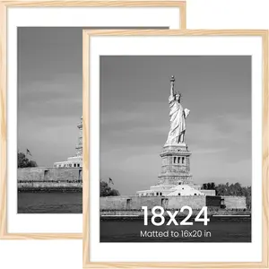 18x24 Picture Frame, Display Poster 16x20 with Mat or 18 x 24 Without Mat, Wall Gallery Photo Frames, , 2 Pack