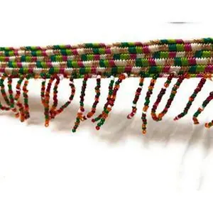 Fringe trimming with multi colored beads 2” wide, sold by the yard