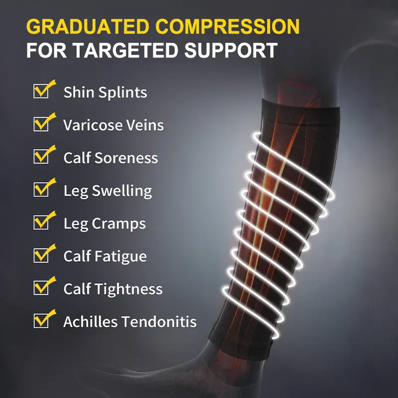 Product Introduction of Tinylemon 3 Pairs Calf Compression Sleeves 20-25mmHg for Women Men Leg Support Running Shin Splints Relief Knee Saver Wellknee Plaster Black Healthcare Tool Patellaband 16