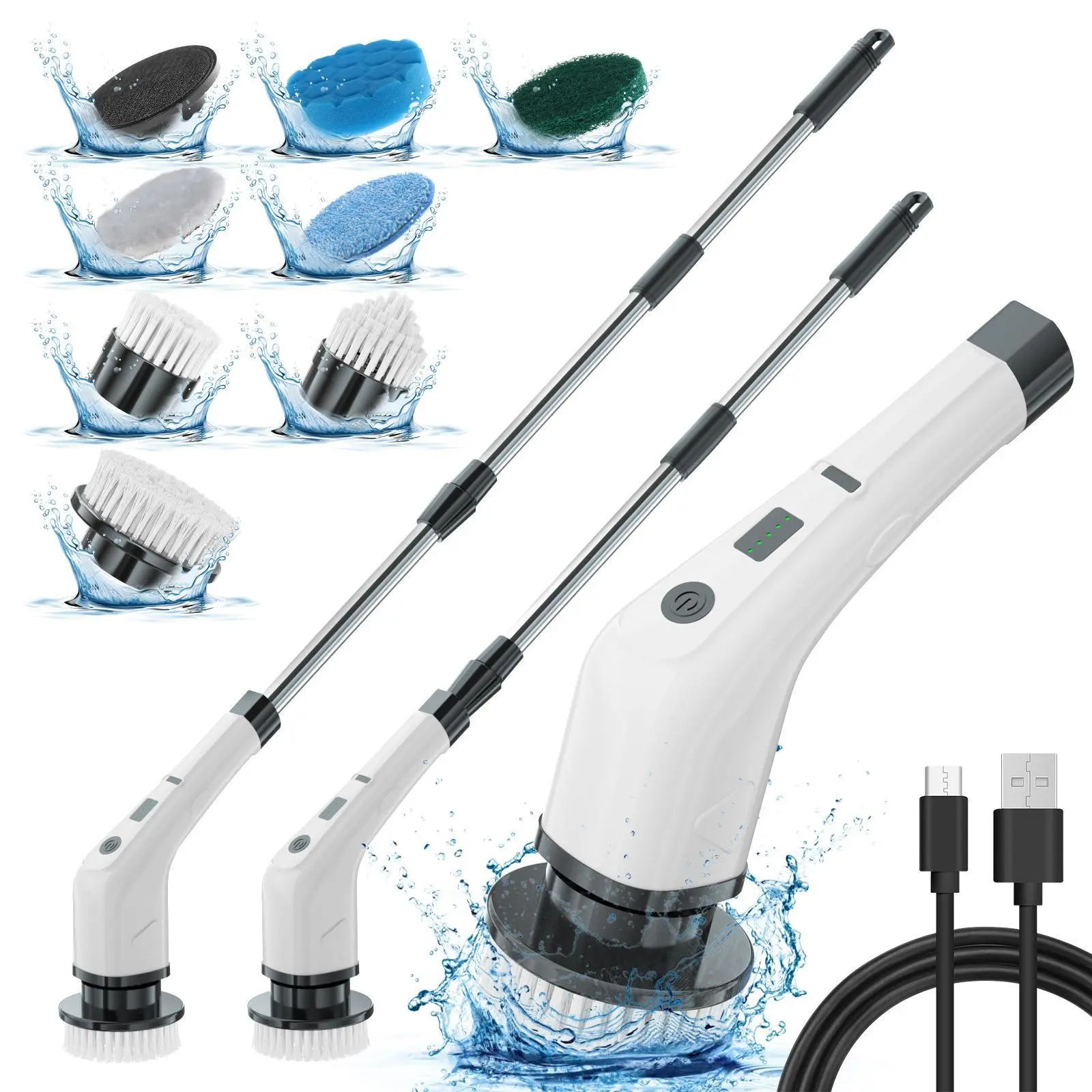 White with 14 brush heads