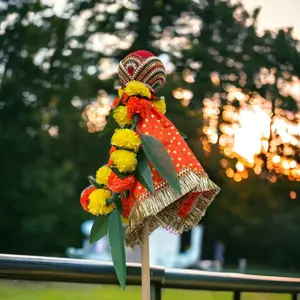 Celebratory Gudi Padwa Set | Decorative Kalash, Elegant Pooja Cloth & Mango Leaf Garland | Sacred Home & Pooja Decor