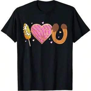 I Love U Conchas Elotes Churros Funny Mexican Valentines Day T-Shirt