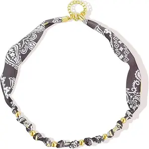 DearYou Studio B Scarf Necklace with Charm Bandana Necklace Leopard Blue Pink Dainty Statement Simple Jewelry Gift Accessories Dresses