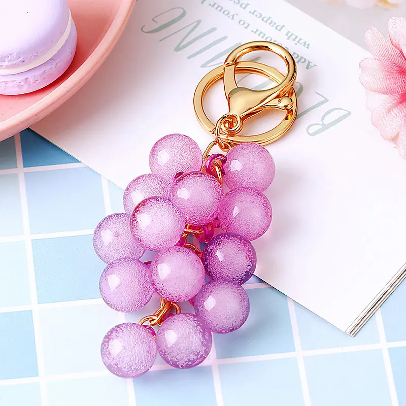 #JY  2PC Exquisite Jelly-Style Grape Car Keyring - Sturdy Storage Organiser, Cute Fashion Accessory for Bags, Ideal Convenience Business Gift Daily Transporting Organizing