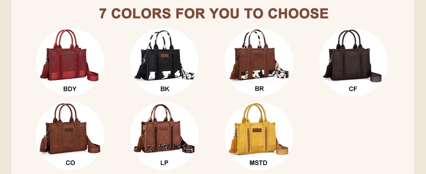 Wrangler Tote Bag for Women Western Cow Print Purse Designer Top Handle Handbags