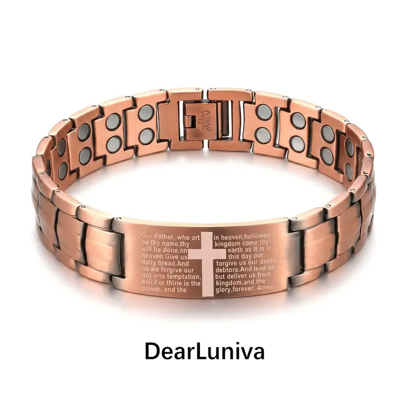 Copper Magnetic Therapy Bracelet for Men & Women, 3X Ultra Strength Magnetic Bracelets, Copper with 3500 Gauss Neodymium Magnets, Eliminate Static Electricity, Magnetic Field Therapy Jewelry
