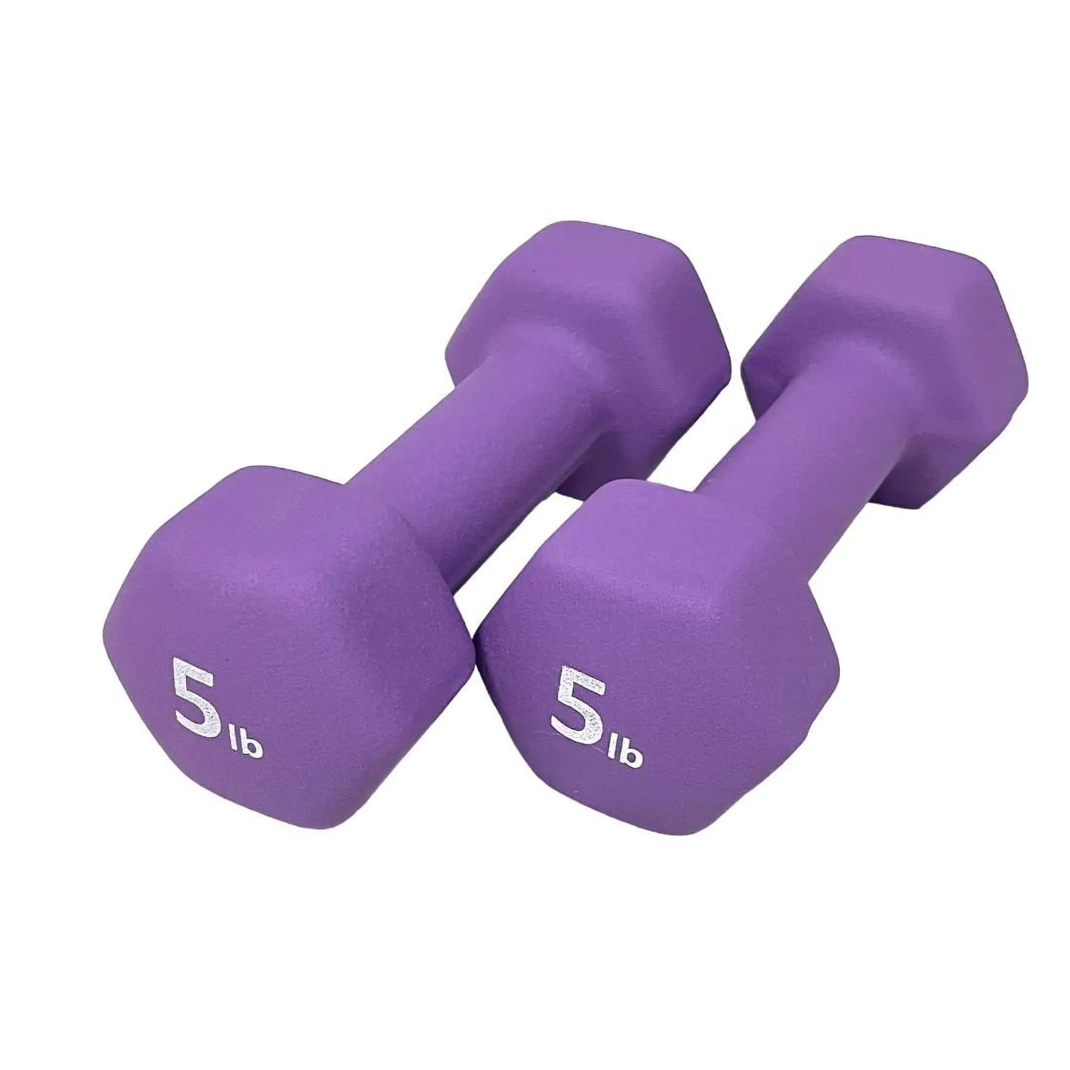 Rainforest Basics Neoprene 5 Lbs. Hex Dumbbells Hand Weights, Set of 2
