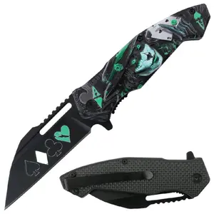 Folding Knife with Colorful Bas Relief Print on Handle