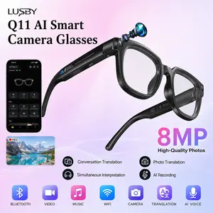 LUSBY Smart AI Camera Glasses with 8MP Photochromic Lenses ,Button Touch Adjustment for Travel Outdoor Adventures Hands-Free Photography 160+Languages Real-Time Translation Bluetooth Wireless Wearable Video Recording UV Protection ,Easter gift