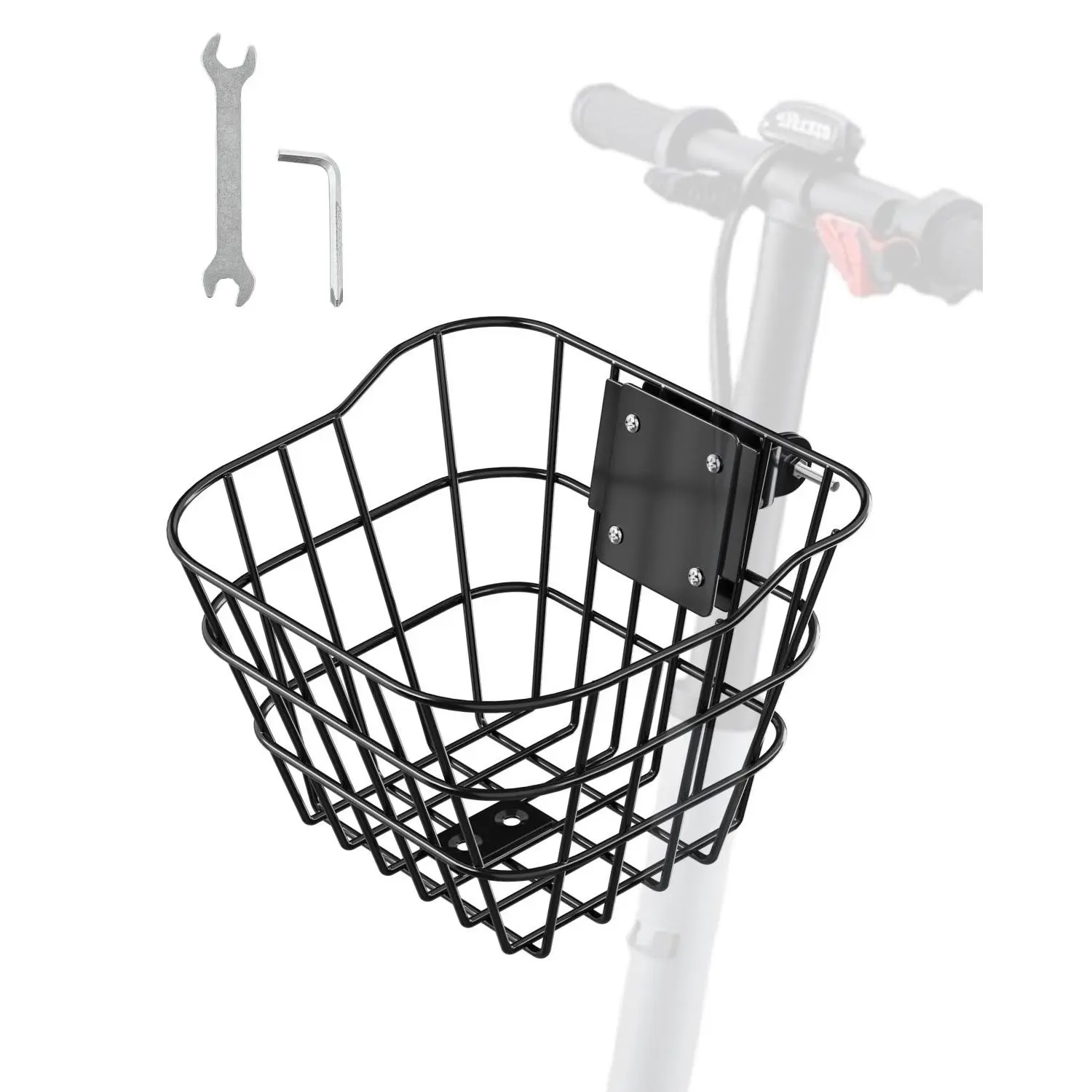 【Summerfinds】VEVOR Front Bike Basket, Electric Scooter Basket with Fixed Bracket - Max Bearing 20 lbs, Construct from Solid Steel, Kids Bike Basket/Adult Bicycle Basket/Knee Electric Scooter Accessories