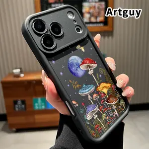 Starlight with Mushrooms Phone Case for iPhone 17 Pro Max 16 Plus 15 14 13 12 11 Air E Shockproof Non Slip Military-Grade Protection Silicone Cover