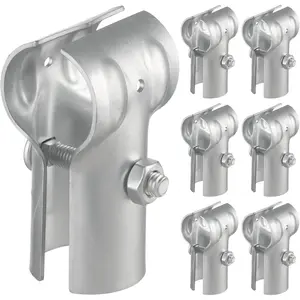 6 Pcs End Rail Clamps 1-3/8" Pipe Chain Link Fence Galvanized Steel T Clamps, Fence Parts for Fences, Handrails, Dog Kennels, Bolts and Nuts Included