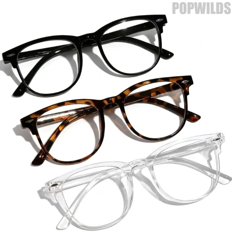 3PCS Leopard Print Square Blue Light Blocking Glasses for Women, Black & White Retro Fashion Clear Lens Eyewear, Lightweight Stylish Glasses for No Makeup Look, Work, Study, Phone & Laptop Use, Trendy Daily Outfit Accessories