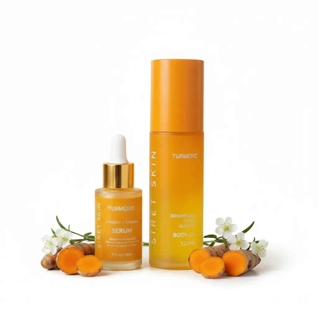 Lamaquise Turmeric Glow Skincare Pack with Vitamin C Serum (30ml) & Body Oil (120ml), a Brightening Collagen Booster for All Skin Types, Multi-Pack, Serum Gel, Body Care Pack