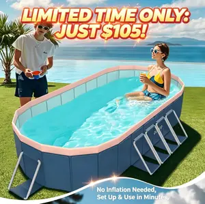 Non-Inflatable PVC Folding Swimming Pool - 2.1m/2.8m/3.0m Sizes, Strong Durable Build, Easy Installation, Ideal for Outdoor Patio & Garden Summer Bathing Cooling