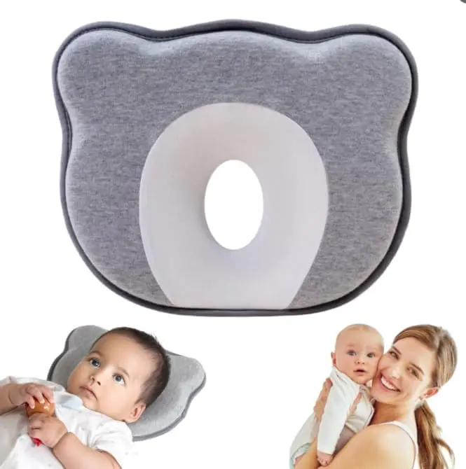 Premium Unisex Memory Foam Portable Baby Pillow Hypoallergenic Prevent Flat Head Neck Support for Infant Sleeping Soft and Cozy Breathable for Bebe Travel
