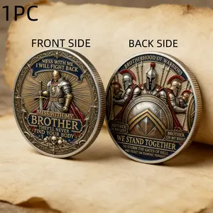 1PC Medieval Warrior Theme Collectible Coin Alloy 3D Relief Memorial Medal Knight Style Metal Display Decor Suitable For Study Living Room Office Showcase Graduation Gift Anniversary Holiday Party Gift Exchange Decorative Collectible
