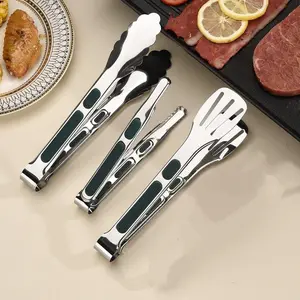 Premium Stainless Steel BBQ Tongs 3 Pack, Multipurpose Grilling Tools for Steak, Bread, Salad Serving, Essential Kitchen & Barbecue Accessories