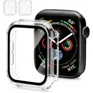 Case for Ap-ple Watch Series 11/10 42mm [2 Pieces], Hard PC Cover with Tempered Screen Protector, Ultra-Thin Scratch-Resistant Case for iWatch 10/11 (Transparent)