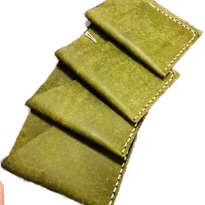 2 Pocket Wrap Wallet - Brown and Olive Leather for Everyday Use