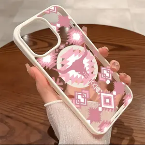 Premium Magnetic Phone Cases for iPhone11/12/13/14/15/16//17/Air/promax/Plus Western Pink Cowboy Bull Head Geometry y2k cased MagSafe Ready, Anti-Fall, Springtok and Ultra-Thin Design |   Perfect for Everyday Use Protector Screen Protector Aesthetic Cover