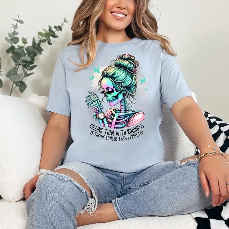 Killing them with kindness T-Shirt or Crewneck Sweatshirt love casual comfortable super soft relaxed fit unisex Sizing womenswear Streetwear Long Sleeve Top