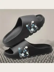 Coastal Themed Slippers with Starfish Shells Anchor Marine Pattern Non-Slip Indoor Shoes for Women Men Beach House Decorative Comfortable Home Slippers Lightweight Soft Sole Footwear