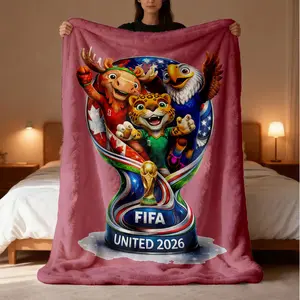2026 Us-Mexico World Cup Element Blanket, High-Definition Print Craftsmanship, Air Conditioning Blanket, Nap Blanket, Home or Camping Use