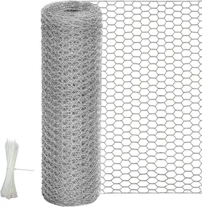2 Inch Poultry Netting, Chicken Wire Fence, Galvanized Steel, Rabbit Fencing, Bird Enclosures, Garden Protection and Plant Support, 36 Inches x 150 Feet, Fence Barrier for Pet Rabbit Chicken Fencing with 100 Pcs Cable Zip Ties